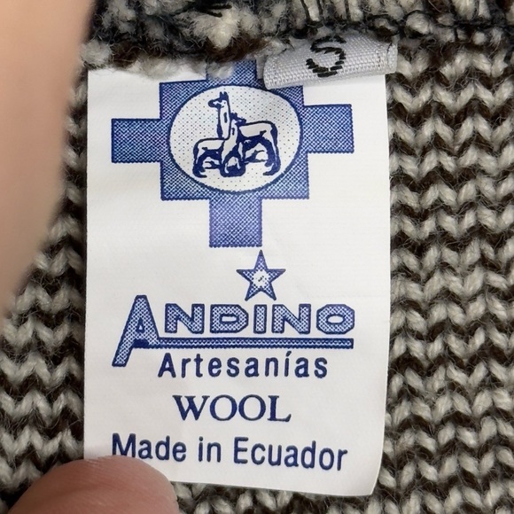 Alpaca Llama Andino Wool Full Zip Hooded Sweater Jacket - Picture 3 of 4